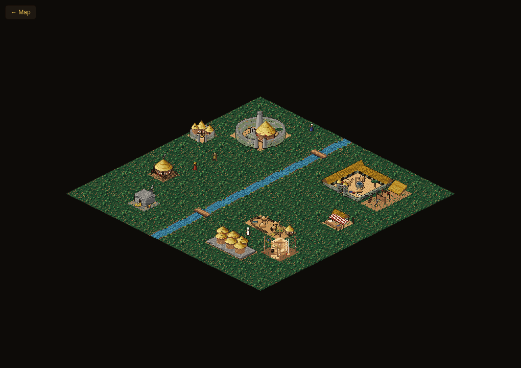 A kingdom-era city with townsfolk in the streets